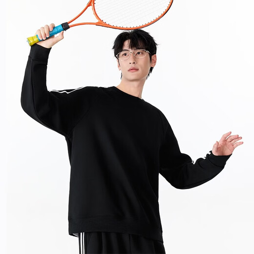 MINISO Contrast Color Raglan Round Neck Sweater Men's Heavyweight Tops Sports Fashionable Men's Street Style Spring and Autumn Clothes for Men White Flower Gray (mt Triangular Ink Gray Chest Label) M /170 (Full refund for quality issues within 30 days)