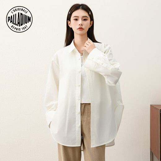 PALLADIUM Paladin top classic iris embroidered women's long-sleeved shirt 1913674 Marshmallow color L