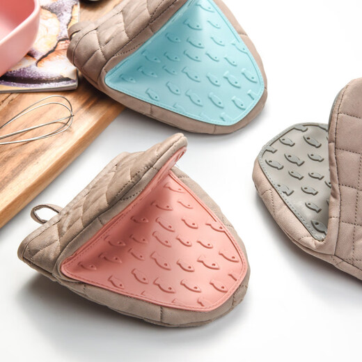 Hanjing Longjing Pomelo anti-scalding gloves thickened silicone insulation oven microwave casserole hand clamp baking household anti-slip clamp pink 1 piece