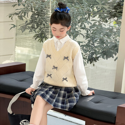 Girls spring fake two-piece tops 2026 new style medium and large children's fashionable patchwork shirts children's fashionable children's clothing purple 140