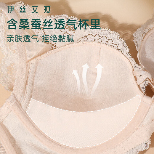 Isela Small Breasts, Medium Thick Cups, Sexy Push-up and Bigger Autumn and Winter Bras, No Empty Cups, No Wires, Breast Retracting Women's French Bra, Plain Skin 70A