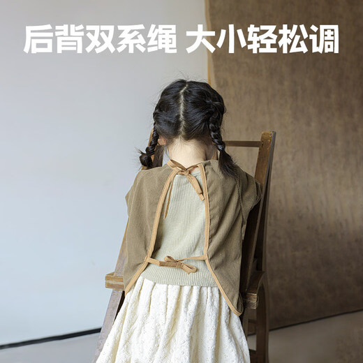 Baby smock autumn and winter children's kindergarten waterproof anti-dirty eating bib apron baby food supplement reverse dressing coffee color 170 M (applicable to height 80-100)