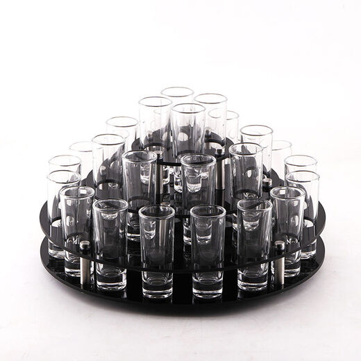 Wing Fantasy 52 Bullet Cup Rack Set Bar Liquor Glass Small Household Foreign Wine One-cup Cocktail 25-hole Gold Base Rack + 24 15ml + 300ml wine dispensers