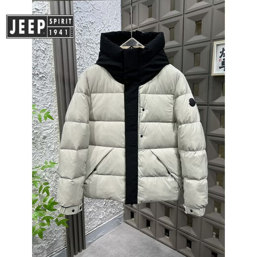JEEP SPIRIT2025 new winter black warrior down jacket hooded thickened warm trendy bread coat loose men's and women's jacket black high quality M recommended 85-100Jin Jin equals 0.5 kg