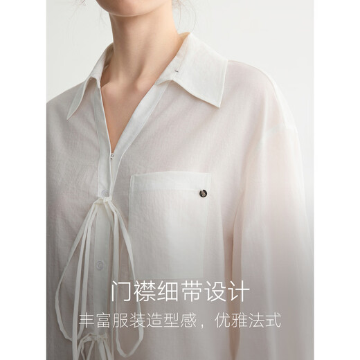 ELLE French White Linen Shirt Women's 2026 Spring New Relaxed Simple Loose Casual Commuting Shirt White S