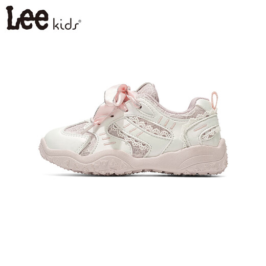 LEE KIDS children's sports shoes, running shoes for middle and large children, 26 spring new running shoes, non-slip wear-resistant running shoes, casual shoes, pink 26, inner length 16.9cm, suitable for feet 15.9-16.4cm long
