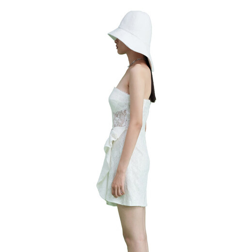 YES BY YESIR Xing Fei's same style YES BY YESIR Ye Qian's original designer new white tube top light dress white S