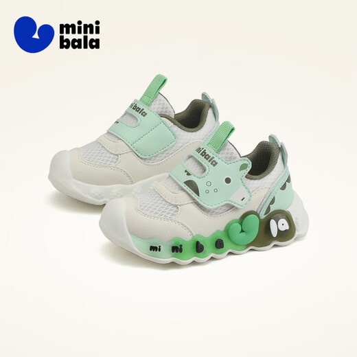 Minibala (minibala) 50% off children's shoes and children's sports shoes spring new boys' light shoes for girls and babies shock-absorbing wear-resistant and breathable white green size 22 suitable for feet length 13.3-13.8cm