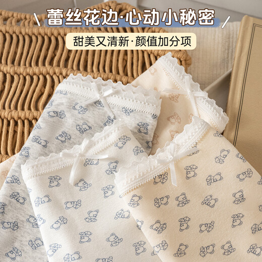 Catman Seamless Boxer Briefs for Young Women Pure Cotton 10A Antibacterial Crotch Two-in-One Anti-Light Lace Safety Boxer Shorts Orange + White Blue 160 (L) Suitable for 80-105Jin Jin equals 0.5kg