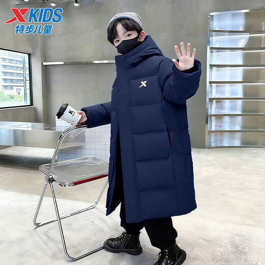Xtep children's mid-length down jacket boys' thickened and warm winter new winter jacket for teenagers and older children Duku green upgraded thickened constant temperature and warm 170