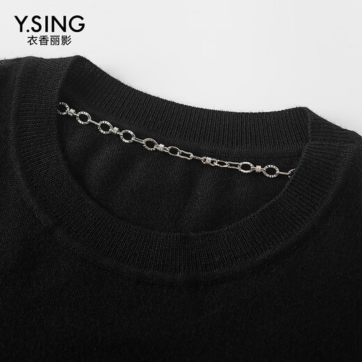 Yixiang Liying Wool Shoulder Padded Sweater Women's Spring and Autumn Design Niche High-end Top Black XS (150)