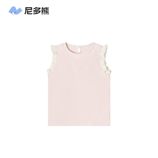 Nido Bear Summer New Girls Vest Baby Girl Contrast Color Lace Sweet Breathable Fresh Pink 90