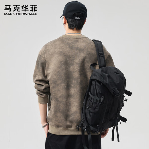 Mark Huafei's new men's sweatshirt spring and autumn loose, versatile and comfortable round neck three-dimensional printed casual simple bottoming shirt top