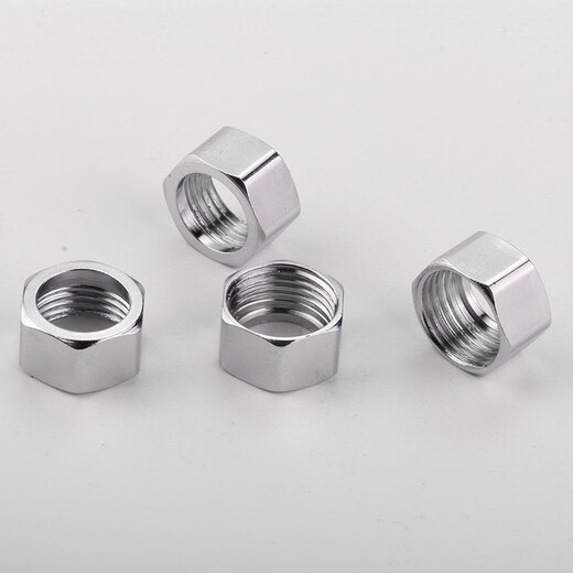 Pupan corrugated pipe special nut 4 points 6 points 1 inch 304 stainless steel nut copper cap water inlet hose screw joint fittings 10 4 points thickened electroplated steel cap gaskets (with 16mm pipe)