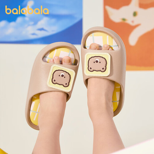 Balabala 2026 New Children's Slippers Girls Baby Cartoon Summer Indoor Slippers Little Girls Soft Soled Light Sandals Textured Brown 25 Inner Length 17cm Suitable for Feet Length 16-16.5cm