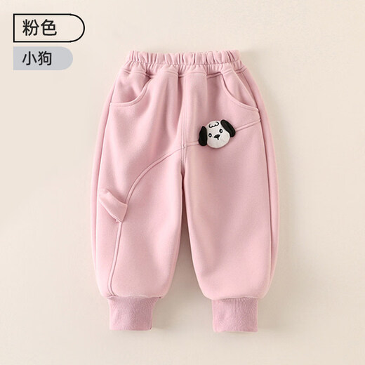 Jingqi baby sweatpants spring and autumn outdoor children's casual trousers baby clothes openable sports pants for boys and girls pink-puppy 80 cm