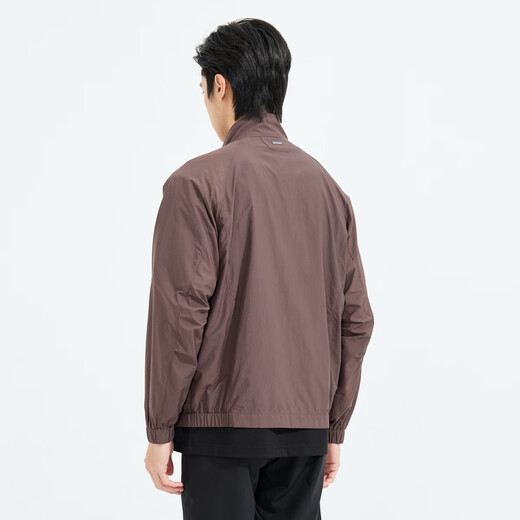LiLang Light Fashion Men's Clothing Shopping Mall Same Style Jacket Men's Stand Collar Elastic Easy-Care Lightweight Breathable Air-conditioned Jacket Chocolate Brown (1K) XL (175)