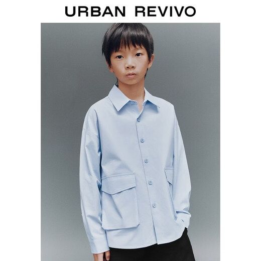 UR2026 Spring New Children's Clothing Boys Workwear Pocket Cotton Super Loose Cardigan Shirt UBH260001 Pink Blue 130
