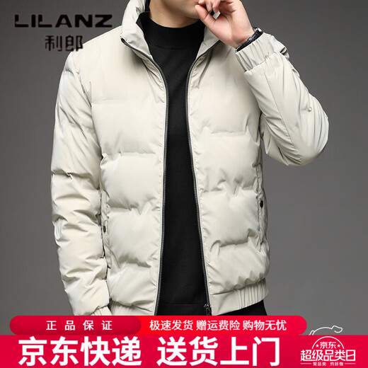利郎（LILANZ）2026冬季新款男士中青年立领拉链白鸭绒时尚潮流保暖潮羽绒服外套 灰色 L