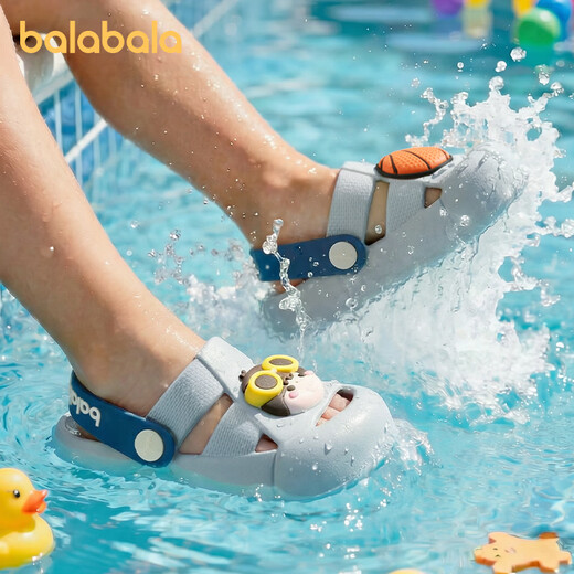Balabala children's shoes children's slippers for boys and girls 2026 new summer cute cartoon three-dimensional hole shoes blue tone 00388 20 (inner length 14cm recommended foot length 13-13.5cm)