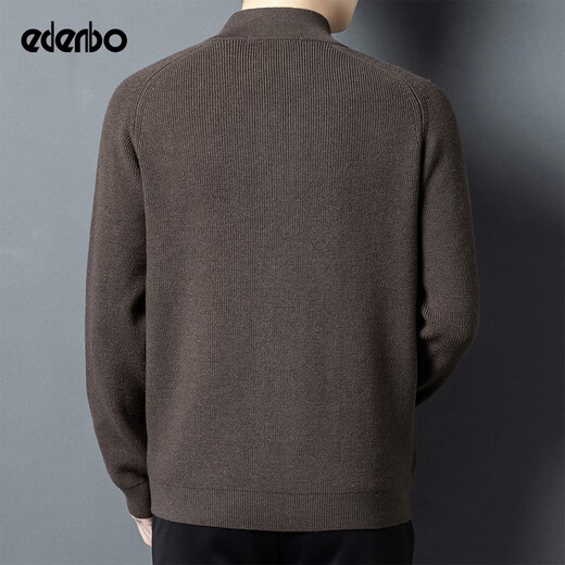 Edenbo fashion men's stand collar casual wear spring and autumn new young and middle-aged sweater jacket warm slim dad jacket iron gray L (170)
