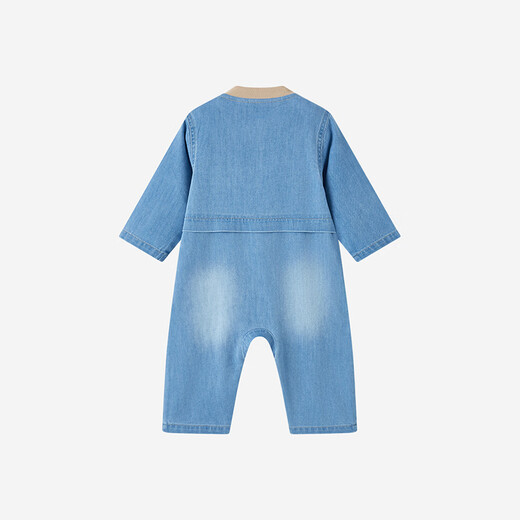YEEHOO's same model in the mall YEEHOO baby jumpsuit for boys, denim khaki, spring and summer long-sleeved khaki, versatile new style