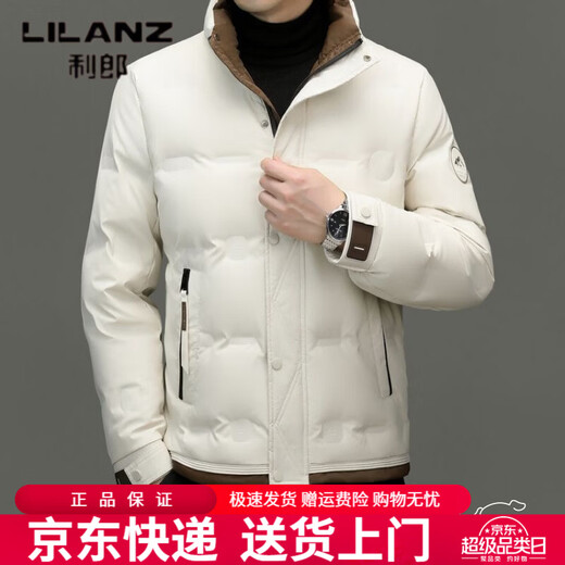 利郎（LILANZ）2026春秋冬季新款假两件拼接羽绒服男士商务休闲立领保暖夹克外套 黑色 M