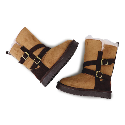 Hello Kitty children's shoes girls snow boots winter plush large cotton warm fashion long cotton boots 8126 camel brown 27