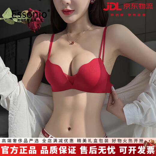 ESSONIO Zodiac Year Red Underwear Set Women's Small Breasts Push Up to Show Bigger Thickening 2026 New Year of the Horse Bra and Panties Bridal Red-Suit-Strengthen Curves 70A/32A (Push-up Model in the Popular Year)