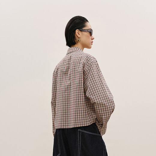 LESSLESSLESSLESSLESS 2026 spring new short cotton loose long-sleeved shirt 2Q2214440 293 red khaki L