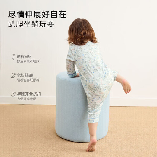 Nido Bear's new baby clothes, spring baby boy jumpsuit, pure cotton crawl suit for outdoor wear, new Chinese style, Blueberry and Sparrow 66cm