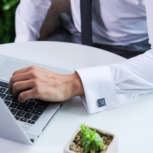 KFLK French shirt cufflinks men's custom cuff button shirt blue metal enamel sleeve nails with engraving Cufflinks K006