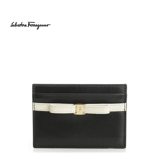Ferragamo SS26 Luxury Women's Logo Print Craft Card Holder Black One Size