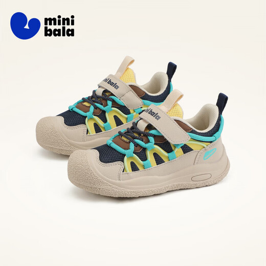 Minibala (minibala) 50% off children's shoes, boys' sports shoes, spring new children's wear-resistant, cushioning and anti-collision casual shoes for girls, outdoor, blue, size 24, suitable for feet 13.8-14.3cm long