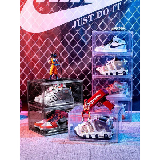 Transparent shoe box Fully transparent magnetic acrylic shoe box Simple style AJ sneaker display storage box thickened version Upgraded fully transparent thickened magnetic side opening 10 pieces 0x0x0cm