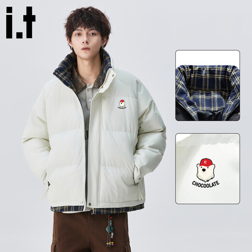 CHOCOOLATE it American trendy brand fake two-piece design loose cotton jacket for men in winter cold-proof, warm, comfortable, casual and versatile jacket off-white 2XL recommended 165-190Jin Jin equals 0.5 kg