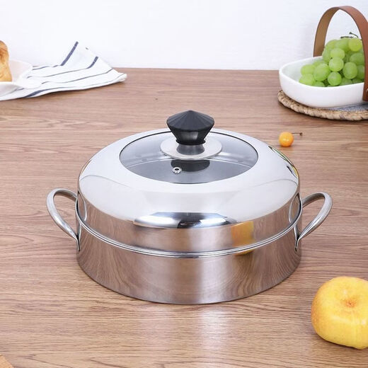 Yong Huan anti-odor steamer steamer rice pot lid household 24CM26CM28CM30 stainless steel lid accessories heightened round anti-scalding diamond handle style 24 cm inner diameter thickened anti-odor steamer lid