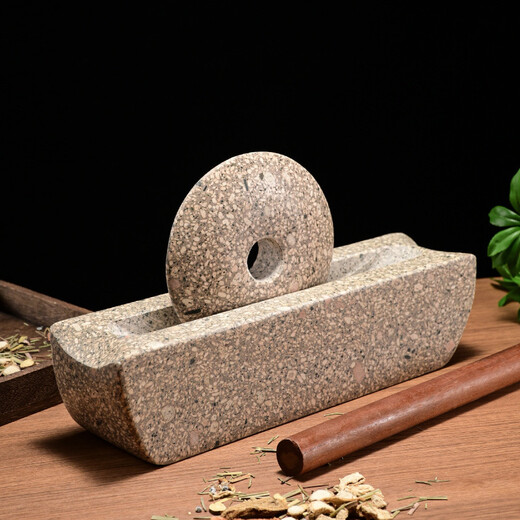 Yusenyi medicine grinding groove medicine boat stone medicine twister groove tool stone manual grinder medical stone grinder Chinese medicine grinder polished medical stone grinder diameter 30 cm (smooth sailing)