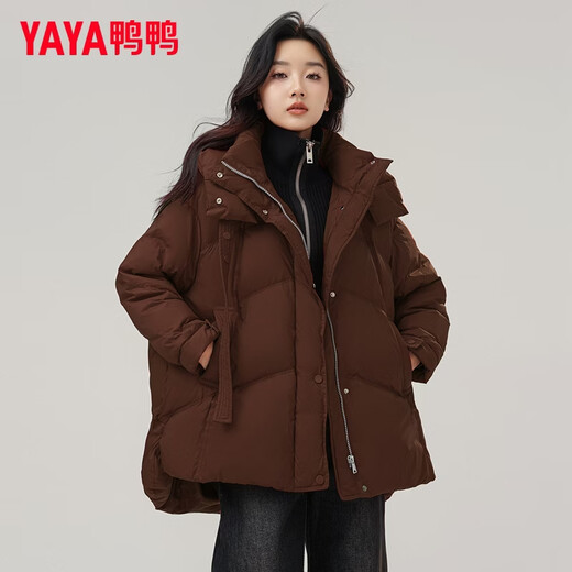 Женская короткая пуховая куртка YAYA, новинка 2025 года, зимняя модная повседневная теплая куртка на утином пуху с капюшоном