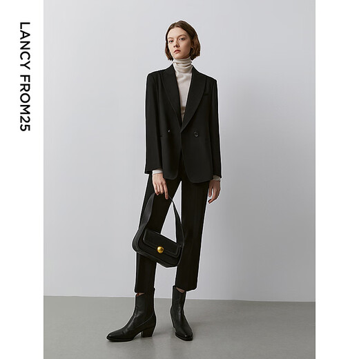 Langzi French wool commuter professional suit jacket black short suit formal temperament