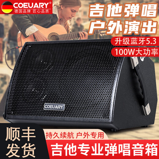 Coeuary Folk Guitar Singing Speaker Street Singing Live Electric Box Acoustic Guitar Bluetooth Speaker Saxophone Rechargeable Audio 8-inch 100W/Rechargeable/With Bluetooth/Live Broadcast Package 1 Gift Pack