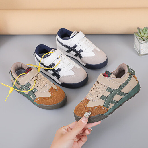 UKUHPK girls and boys basketball shoes 2026 spring and autumn new children's non-slip breathable street running sneakers for older children Khaki 23