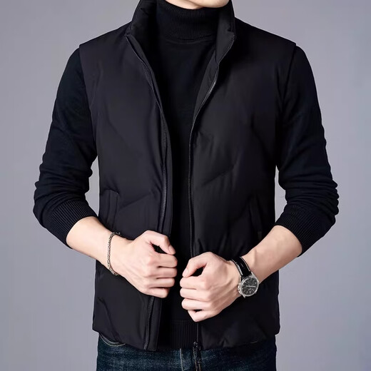 GUSKI luxury high-end brand down vest men's stand-up collar thickened vest versatile vest casual warm jacket black - exquisite gift box XL (180)