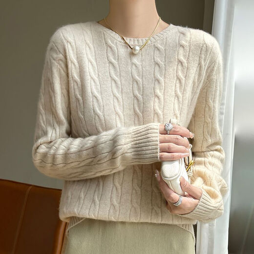 Playboy (PLAYBOY) Retro Twist Long Sleeve Bottoming Sweater Women's Soft Waxy Cable Round Neck Sweater Autumn and Winter Thickened Warm Temperament Top Official Flagship Warm Yellow JXYR0..S Recommended 90-100Jin Jin is equal to 0.5kg