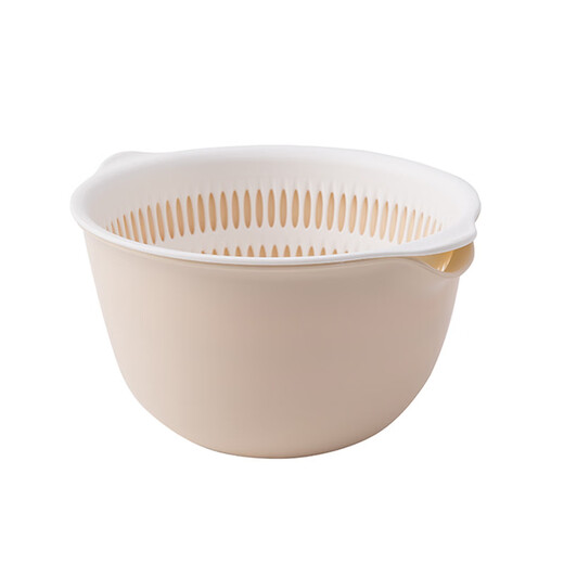 Yusenyi Washing Fruit Drain Basket Creative Double-layer Drain Basket Washing Basin Living Room Fruit Plate Home Vegetable Basket Washing Basket Small Light Gray