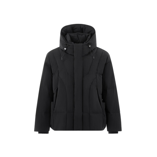 GROUND ZERO shopping mall same style high filling capacity 90 white duck down couple style hooded down jacket black L