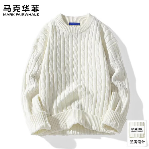 MARK FAIRWHALE American Retro Casual Sweater Men's 2026 Spring New Loose Warm Twist Twist Fashion Brand Top Red Official Genuine 3XL Recommended 160-180Jin Jin equals 0.5kg