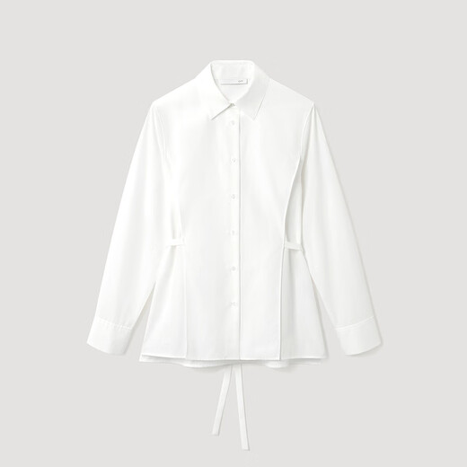 OVV2026 new spring and summer women's clothing, waist-cut, neat, soft, comfortable, long-sleeved casual shirt, frost white S