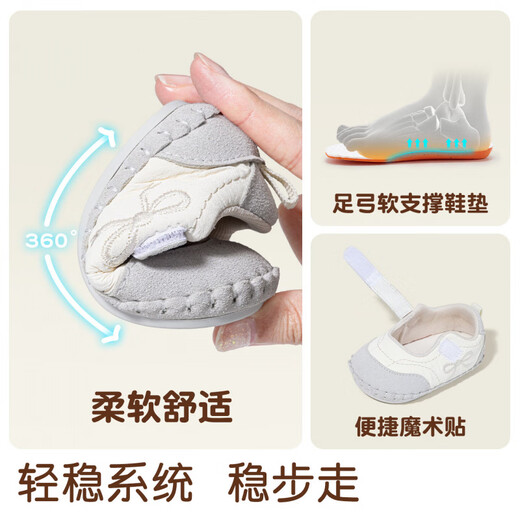 Inbemini girls' front shoes 2026 spring new comfortable soft-soled baby girl's shoes for 6-15 months infants and young children, goose yellow 13, inner length 10.5CM, suitable for feet around 9.8CM