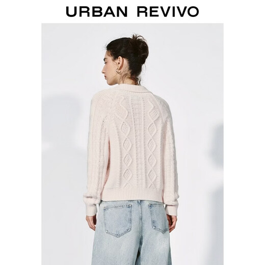 UR2026 Spring New Women's Casual Sweet Cable Lapel Knitted Cardigan UYL960003